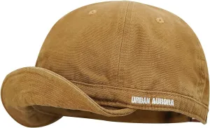 Clakllie Short Brim Baseball Cap for Men Retro Flat Bill Hats Unstructured Moisture Wicking Cotton Hat Trendy Dad Cap