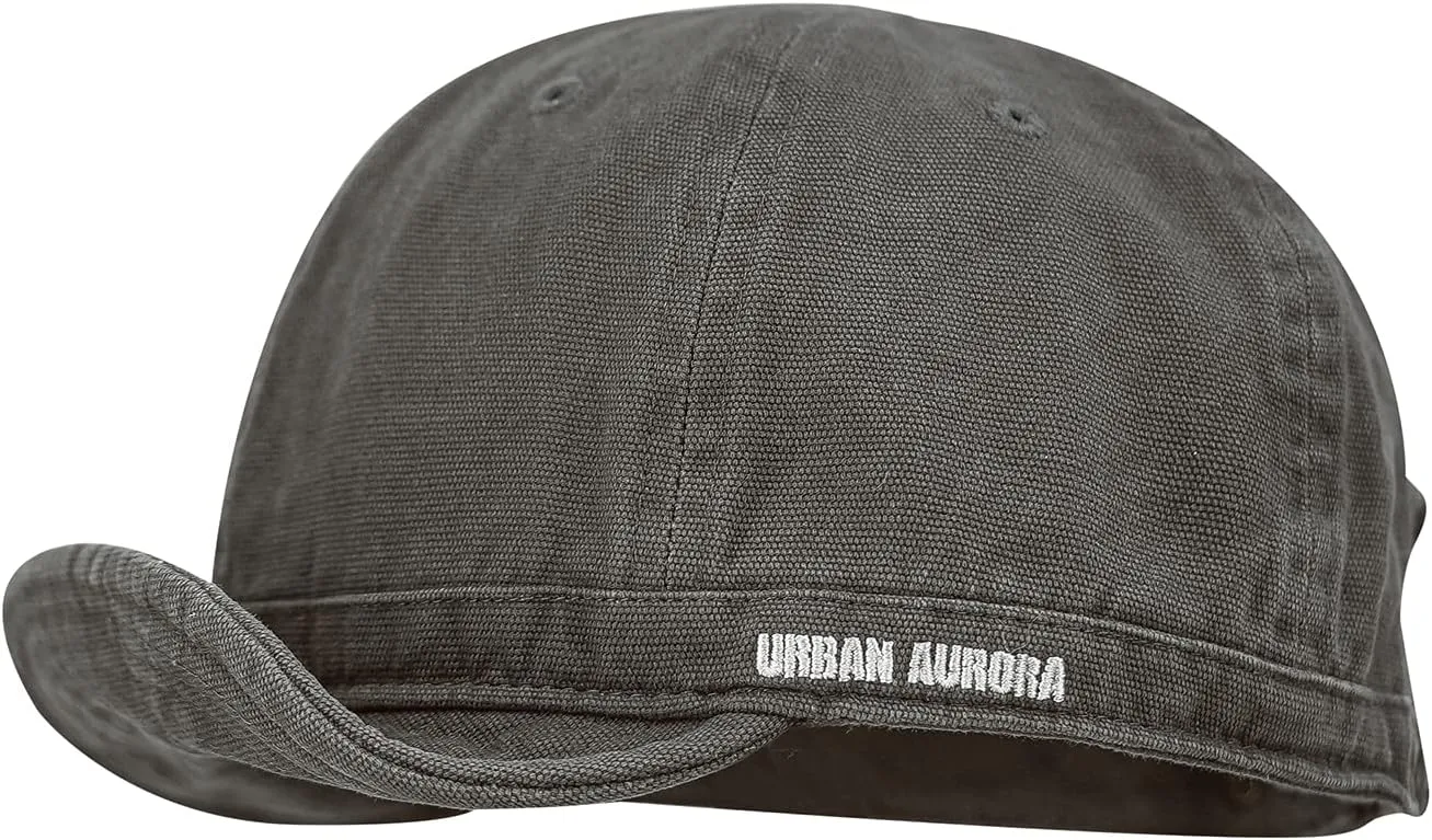 Clakllie Short Brim Baseball Cap for Men Retro Flat Bill Hats Unstructured Moisture Wicking Cotton Hat Trendy Dad Cap