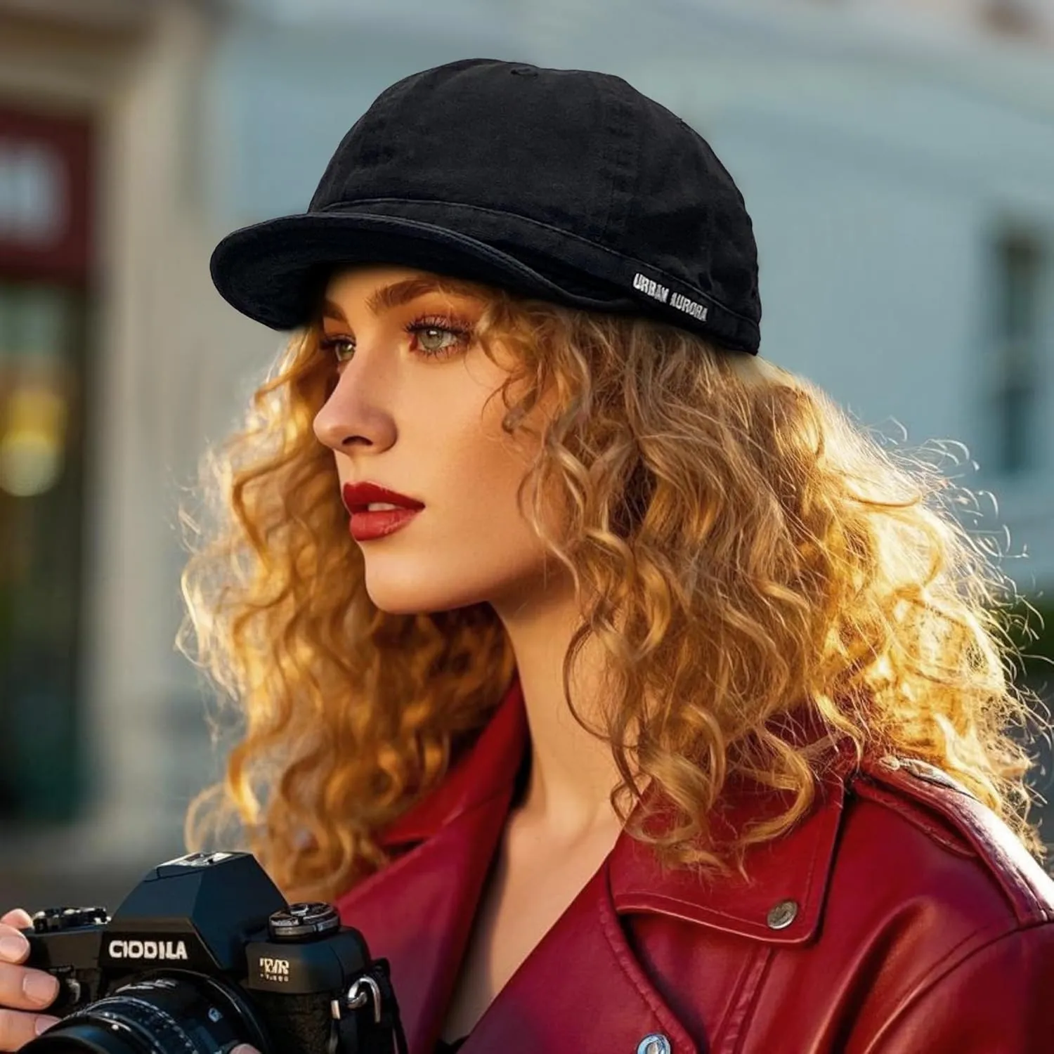 Clakllie Short Brim Baseball Cap for Men Retro Flat Bill Hats Unstructured Moisture Wicking Cotton Hat Trendy Dad Cap