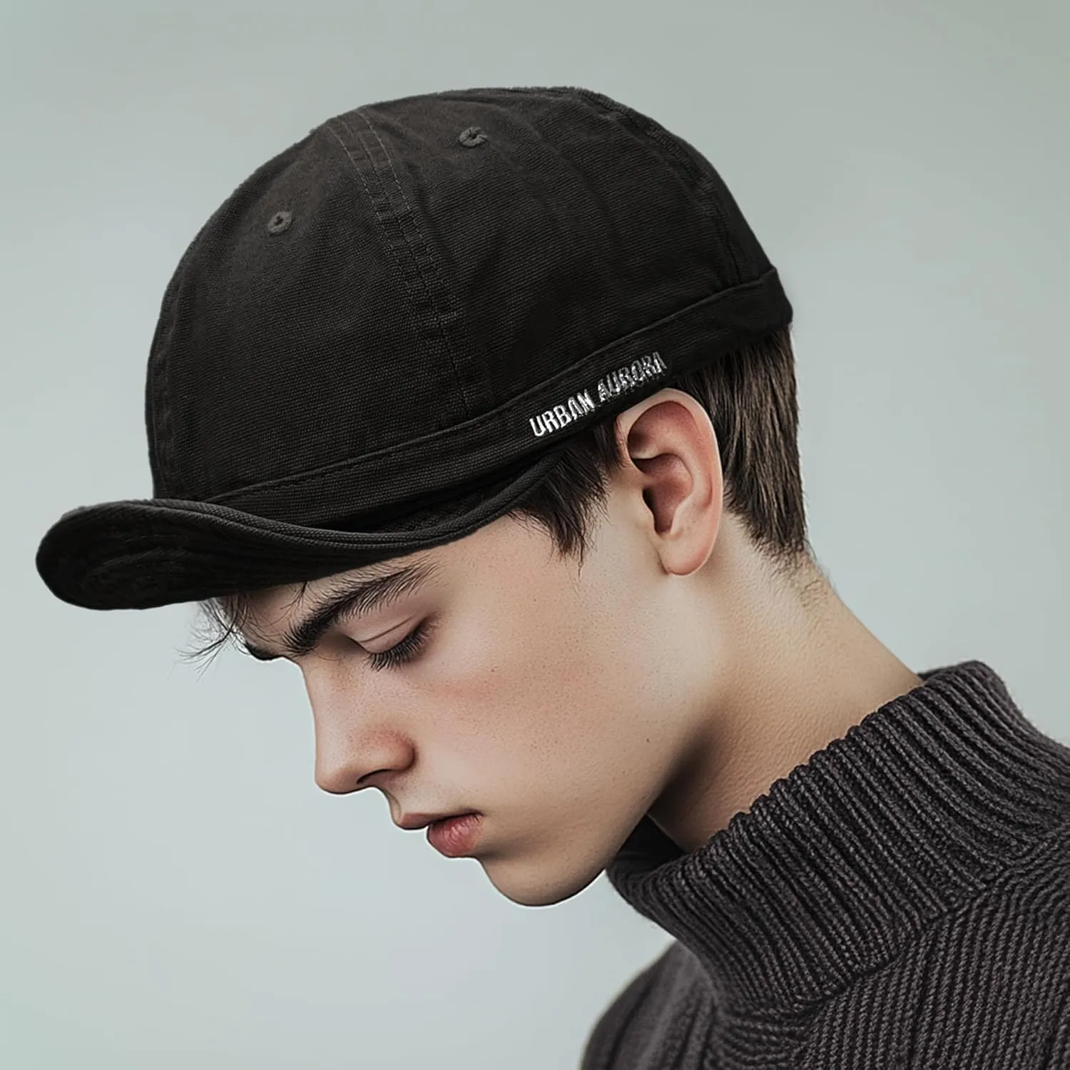 Clakllie Short Brim Baseball Cap for Men Retro Flat Bill Hats Unstructured Moisture Wicking Cotton Hat Trendy Dad Cap
