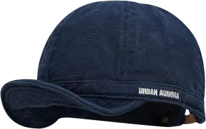 Clakllie Short Brim Baseball Cap for Men Retro Flat Bill Hats Unstructured Moisture Wicking Cotton Hat Trendy Dad Cap