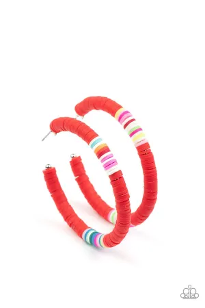 Colorfully Contagious Red Hoop Earrings - Paparazzi Accessories