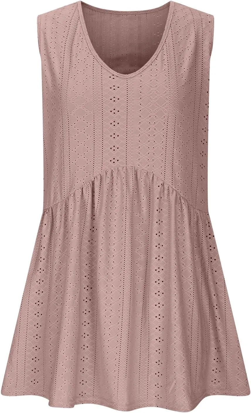 Comfy and Breathable Peplum Tunic Tops for Women Loose Fit Tank Top Summer Casual Dressy V-Neck Sleevless Shirts 2025