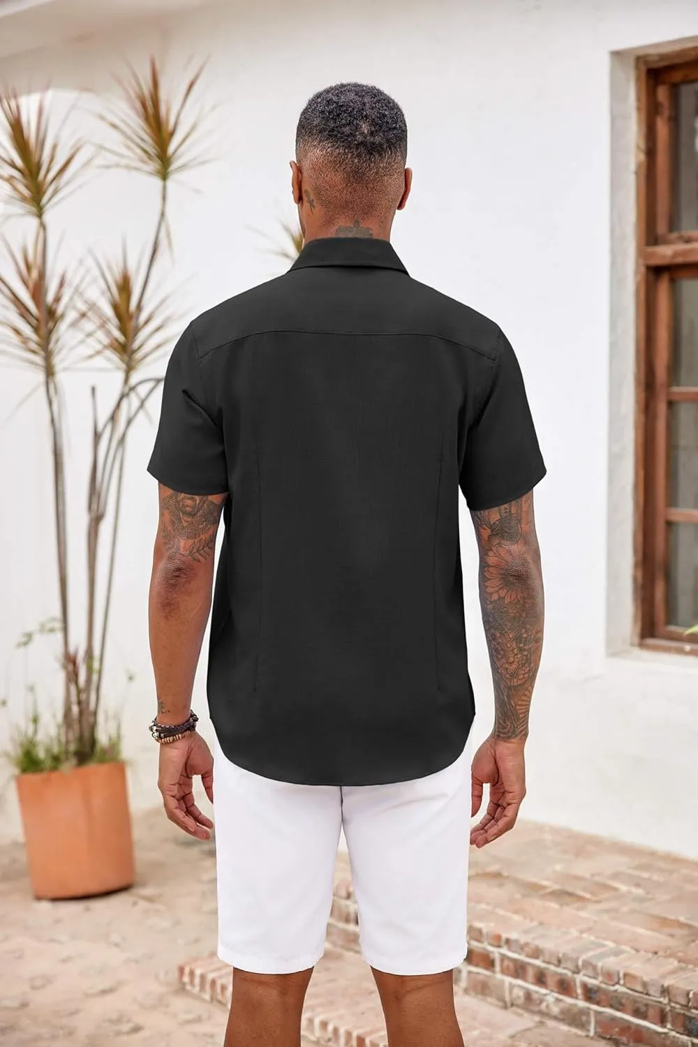 COOFANDY Men's Button Down Shirts Short Sleeve Casual Shirts Summer Beach Shirts Vacation Wedding Shirts with Pocket
