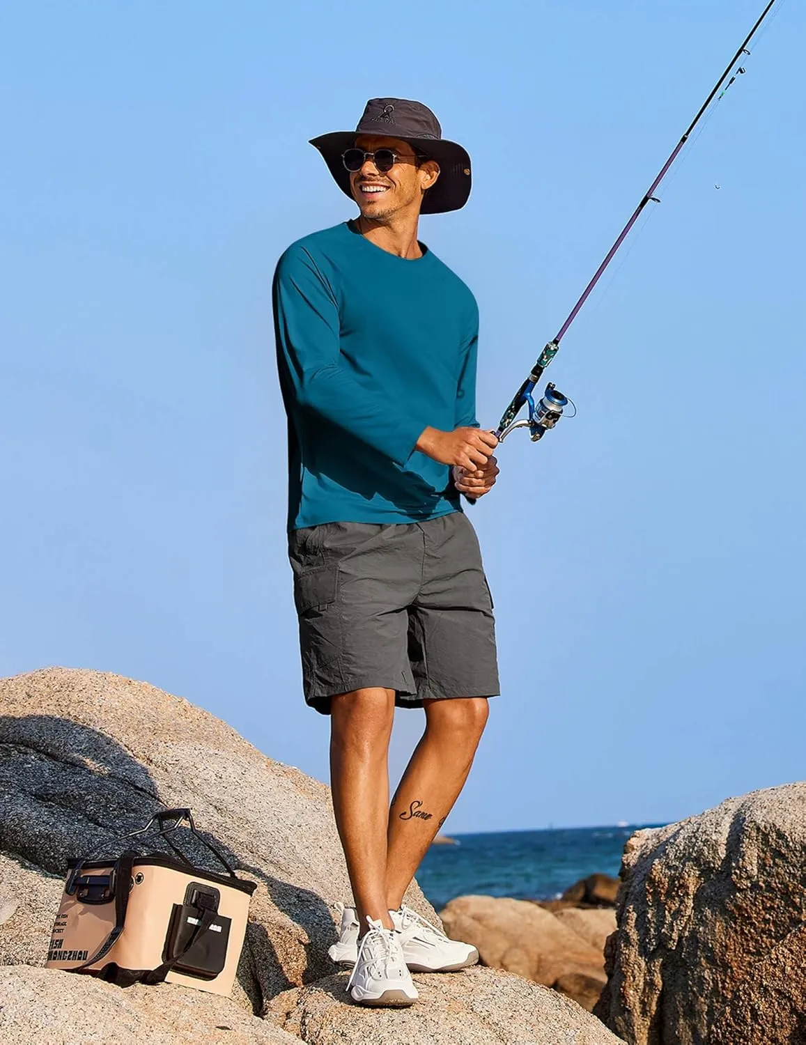 COOFANDY Men's Sun Protection Shirts Long Sleeve Rash Guard Swim T-Shirts Lightweight Quick Dry Fishing Shirts