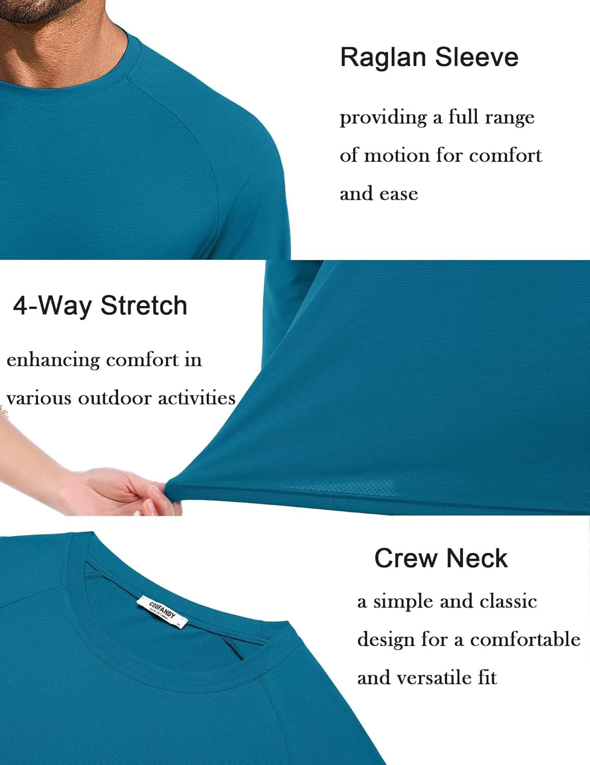 COOFANDY Men's Sun Protection Shirts Long Sleeve Rash Guard Swim T-Shirts Lightweight Quick Dry Fishing Shirts