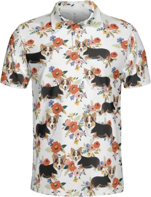 Corgi Polo Shirts for Men - Pet Lover Mens Polo Shirts Short Sleeve Shirts for Men Women Quick Dry Series 01