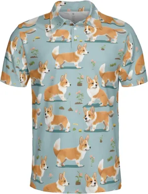 Corgi Polo Shirts for Men - Pet Lover Mens Polo Shirts Short Sleeve Shirts for Men Women Quick Dry Series 01