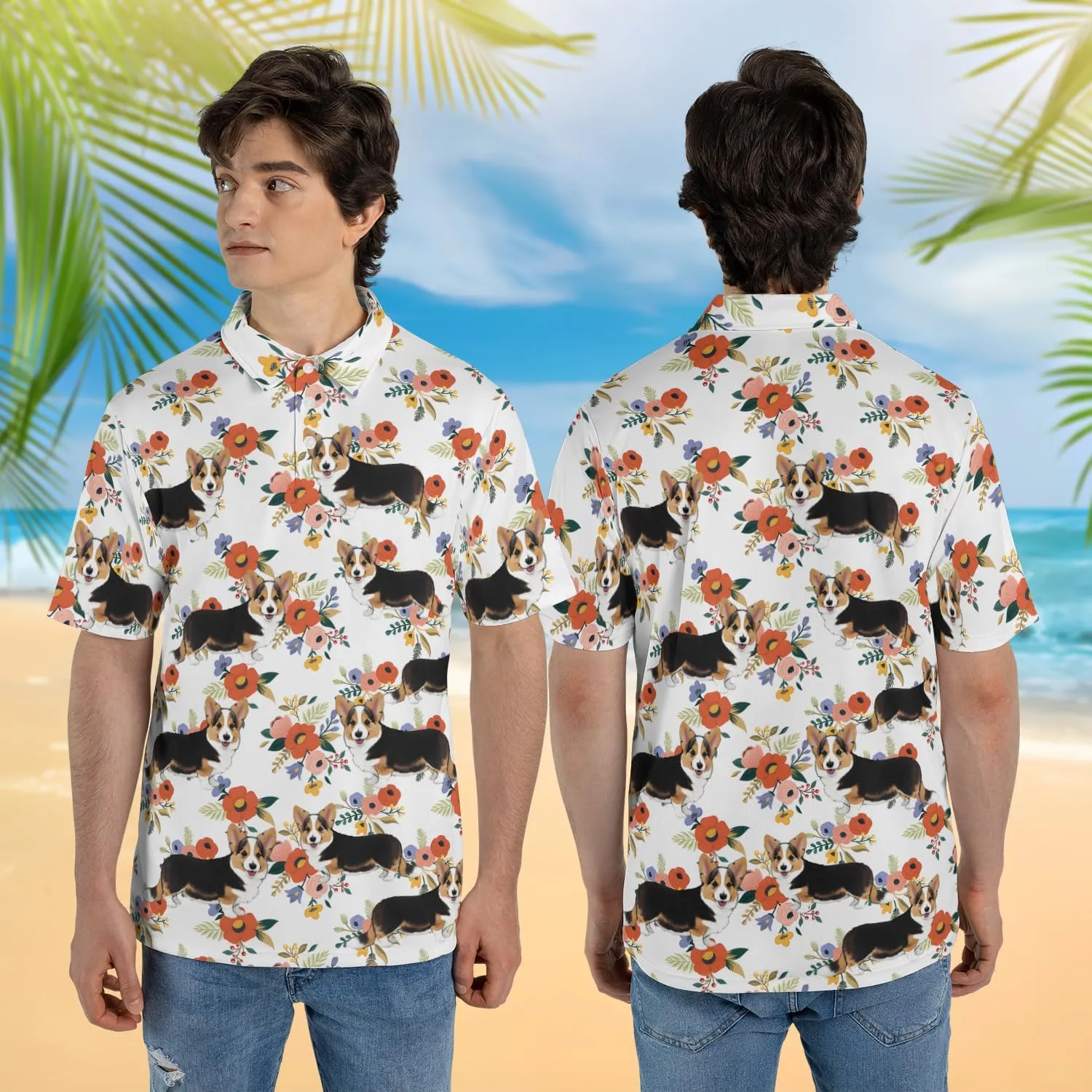 Corgi Polo Shirts for Men - Pet Lover Mens Polo Shirts Short Sleeve Shirts for Men Women Quick Dry Series 01