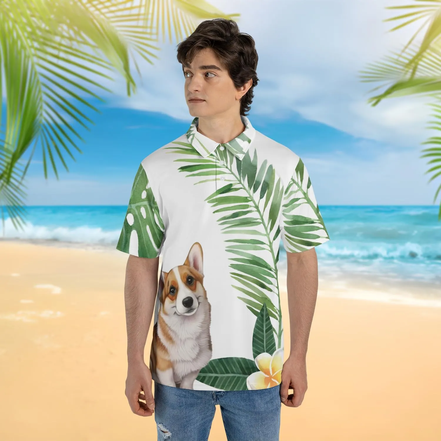 Corgi Polo Shirts for Men - Pet Lover Mens Polo Shirts Short Sleeve Shirts for Men Women Quick Dry Series 01
