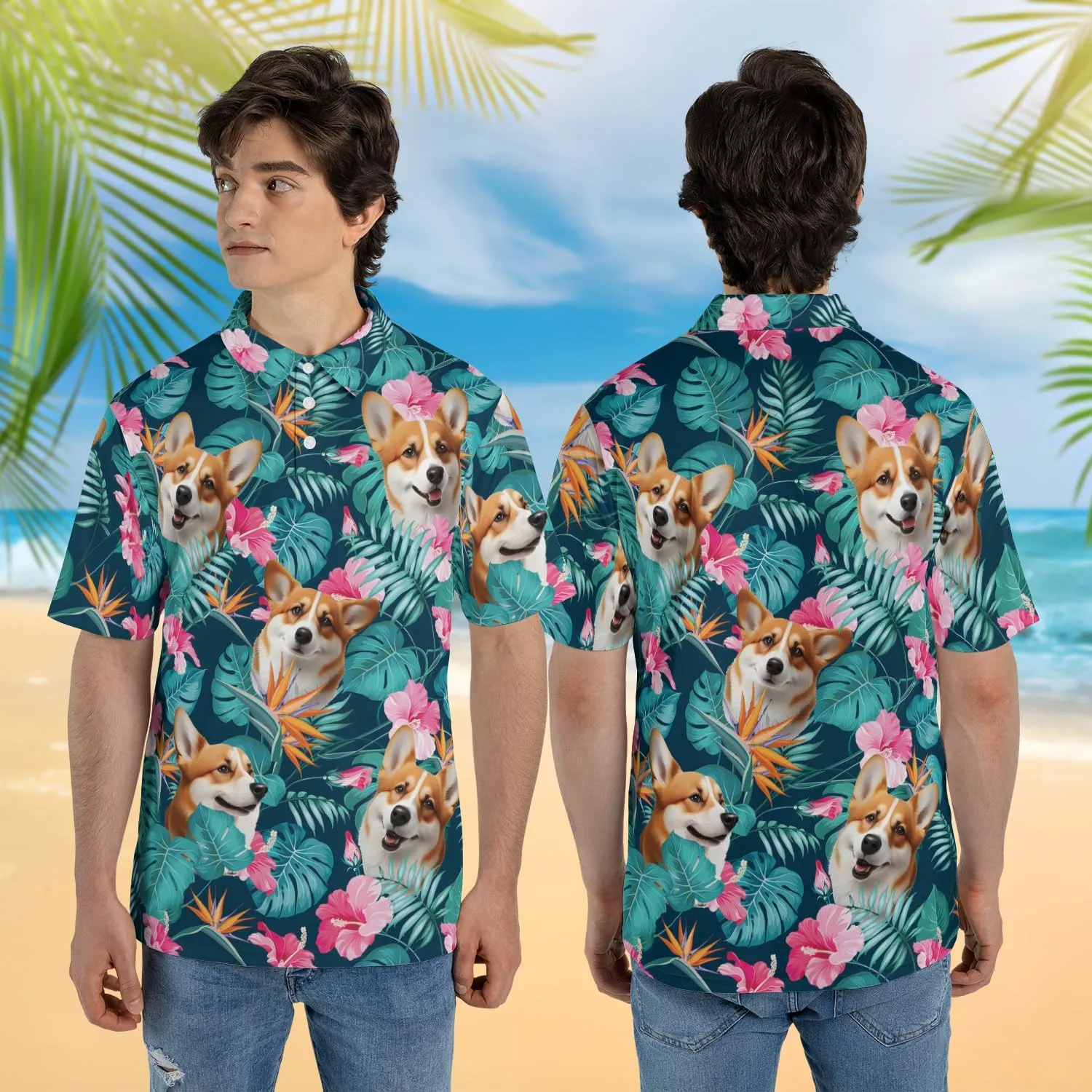 Corgi Polo Shirts for Men - Pet Lover Mens Polo Shirts Short Sleeve Shirts for Men Women Quick Dry Series 01