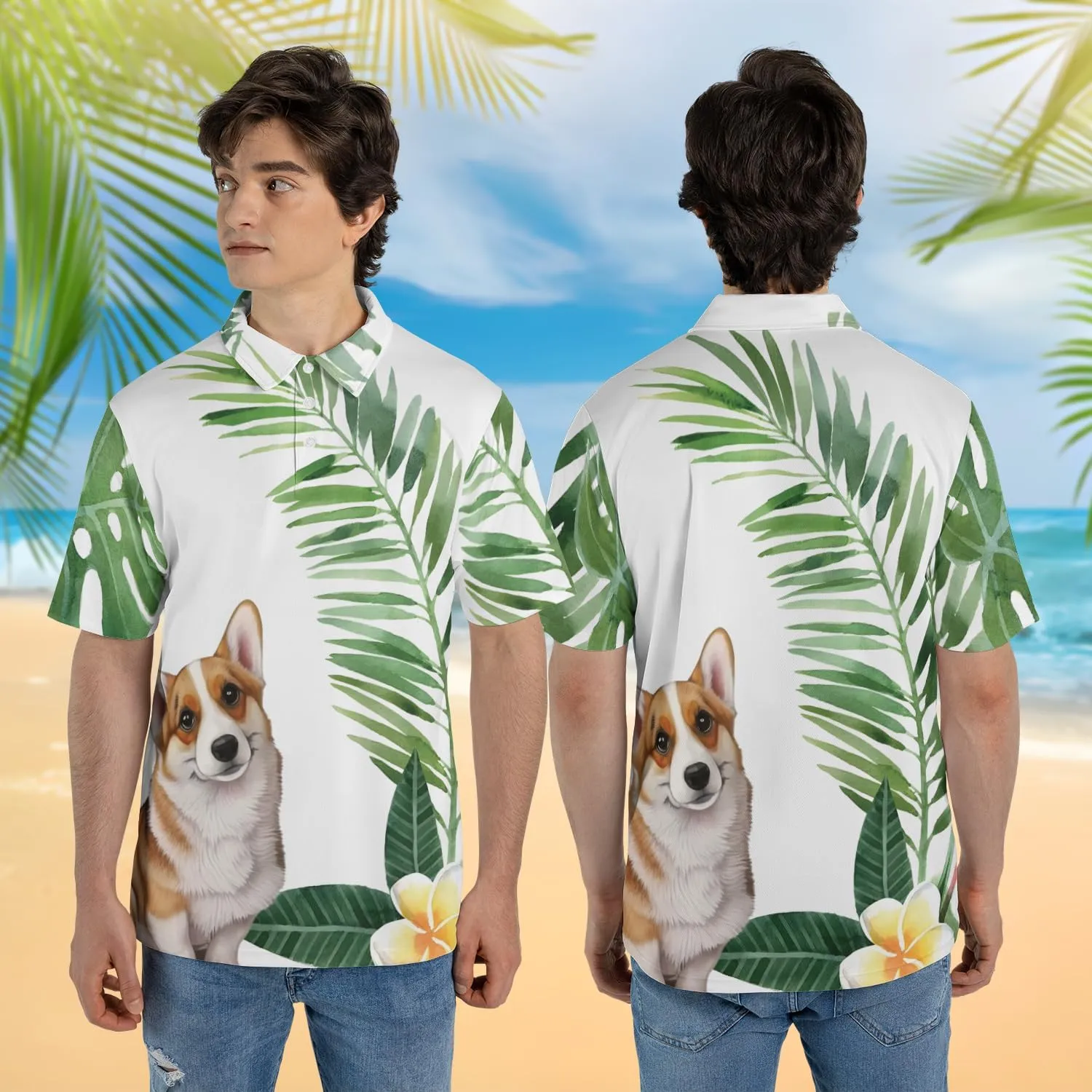 Corgi Polo Shirts for Men - Pet Lover Mens Polo Shirts Short Sleeve Shirts for Men Women Quick Dry Series 01