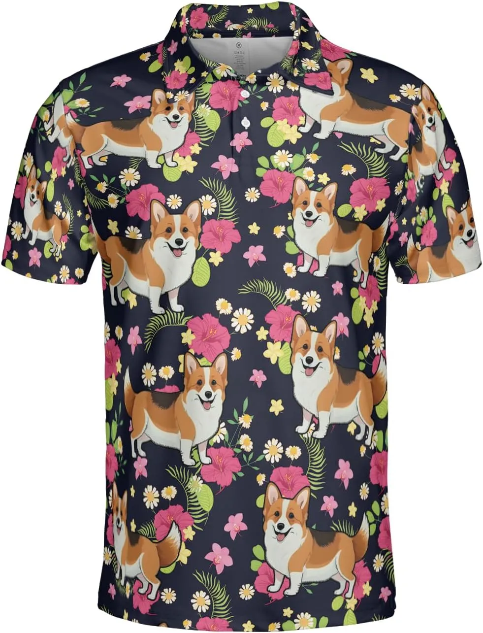 Corgi Polo Shirts for Men - Pet Lover Mens Polo Shirts Short Sleeve Shirts for Men Women Quick Dry Series 01