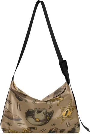 Cowboy Vintage Hobo Crossbody Bags for Women Leather Large Shoulder Bag Cross Body Hats and Leather Boots Trendy Womens Tote Bags Handbag for Travel Shopping