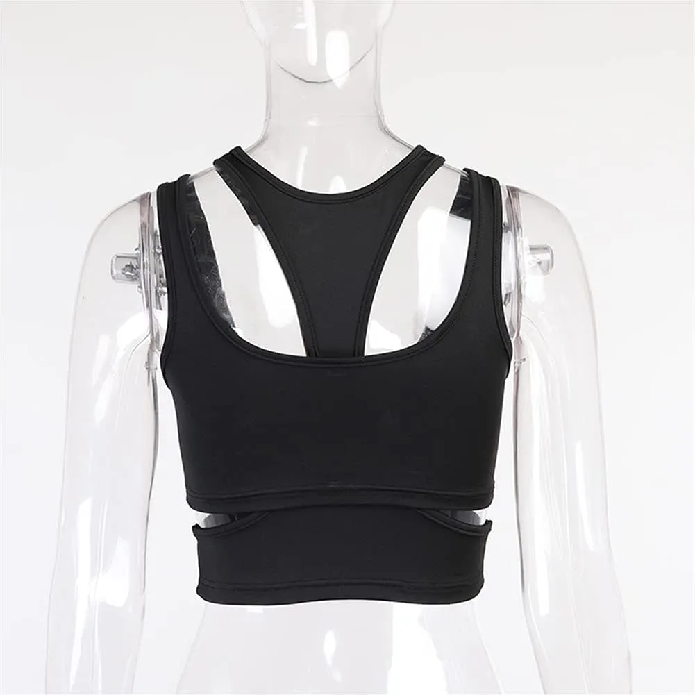 Cresay Women's Sexy Crop Tops Sleeveless Cut Out Cami Racerback Tank Tops Camisole
