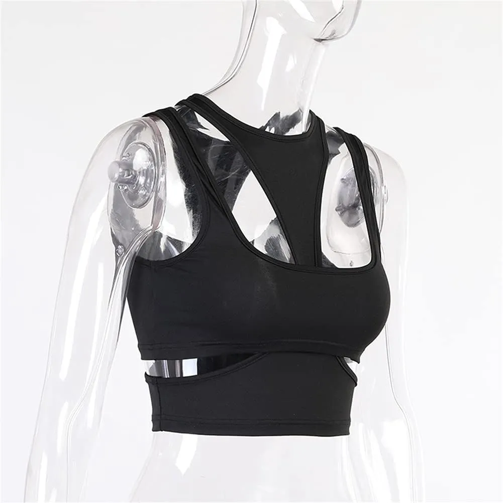 Cresay Women's Sexy Crop Tops Sleeveless Cut Out Cami Racerback Tank Tops Camisole