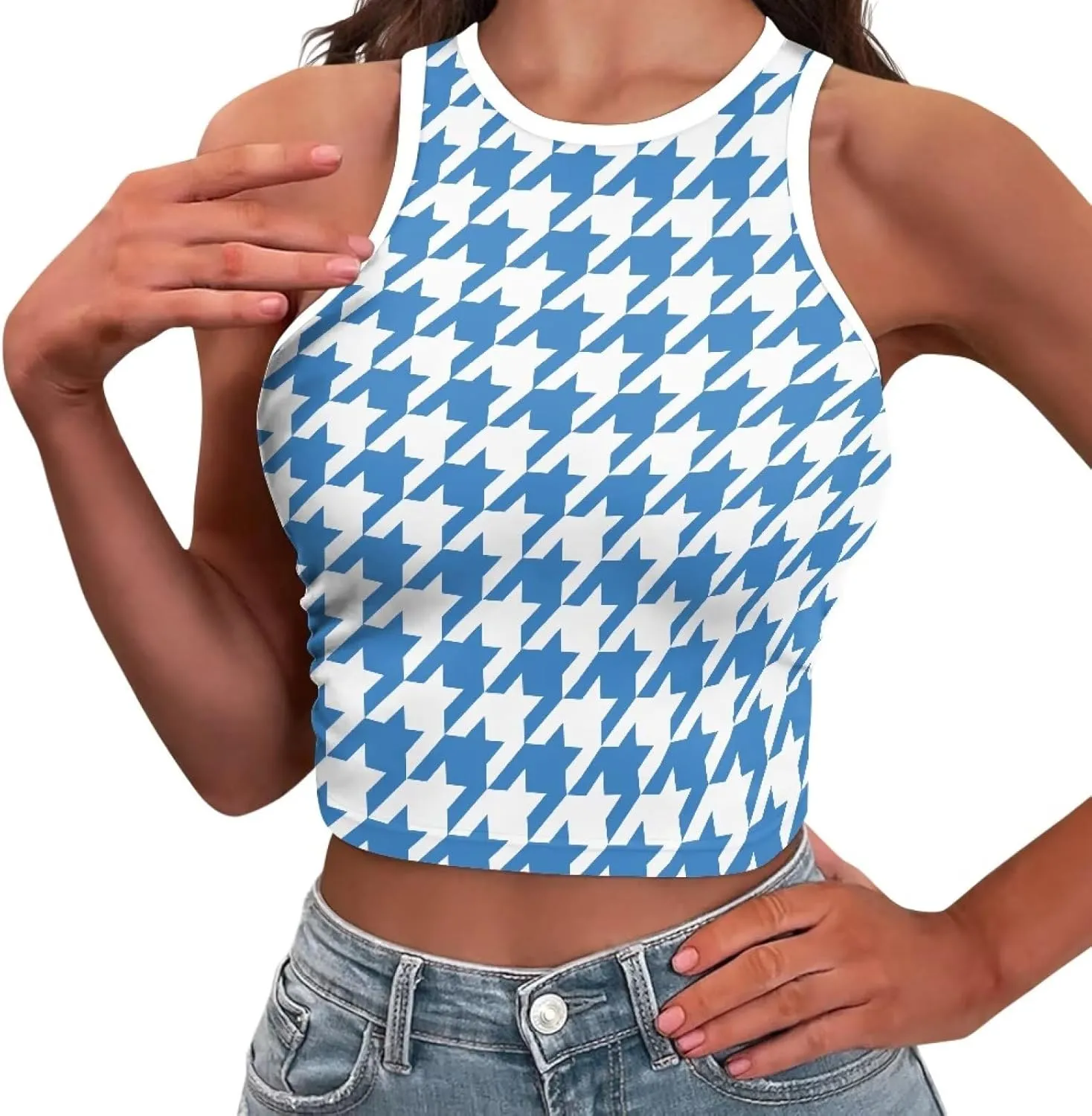 Crop Tank Tops for Women 2025 Trendy Slim Fit Ladies Tops and Blouses Sleeveless Racerback Halter Neck Fitted Tops