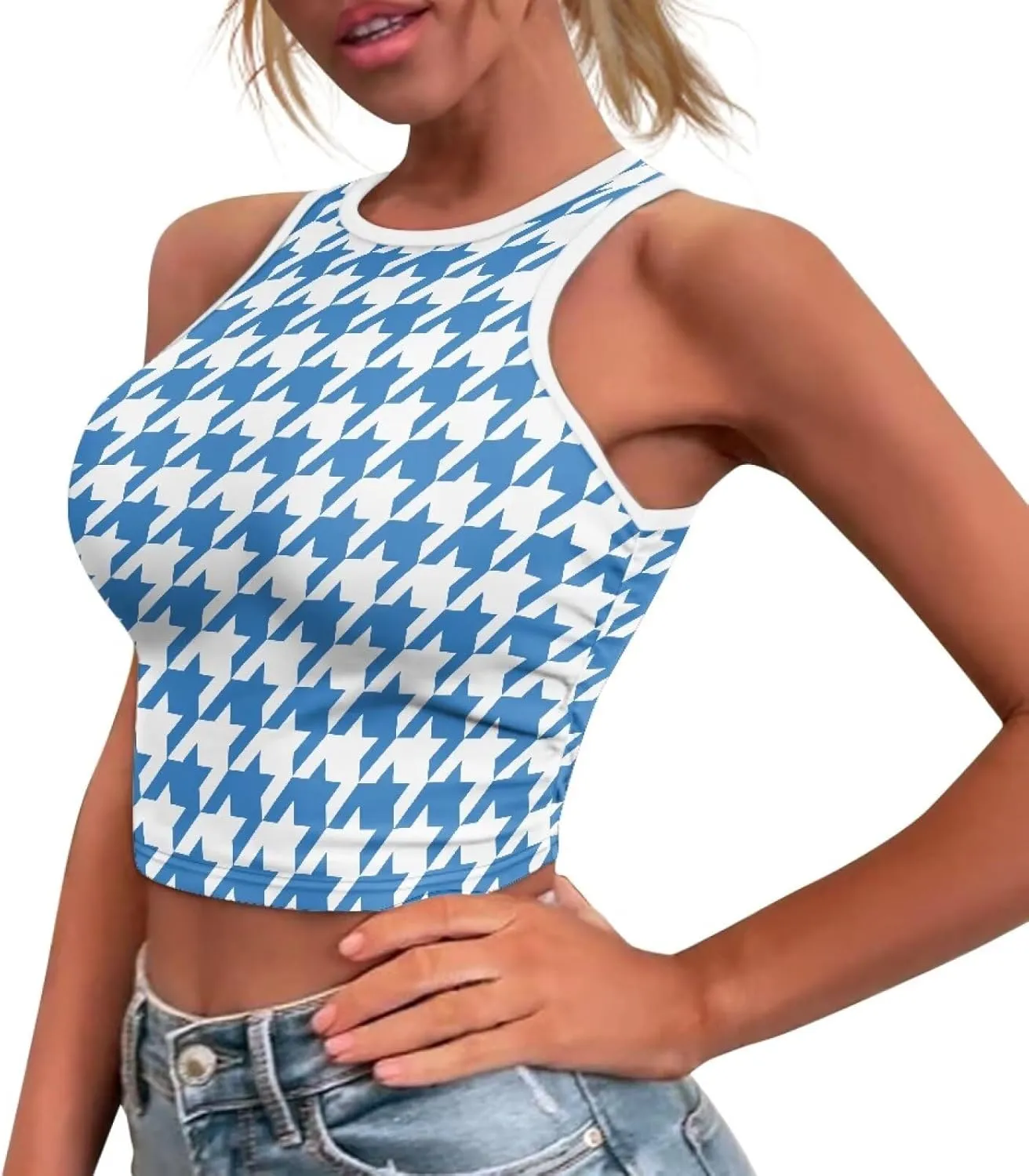 Crop Tank Tops for Women 2025 Trendy Slim Fit Ladies Tops and Blouses Sleeveless Racerback Halter Neck Fitted Tops