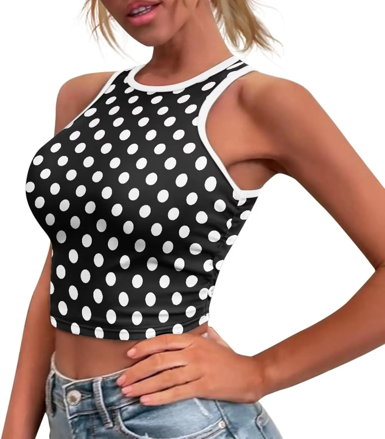 Crop Tank Tops for Women 2025 Trendy Slim Fit Ladies Tops and Blouses Sleeveless Racerback Halter Neck Fitted Tops