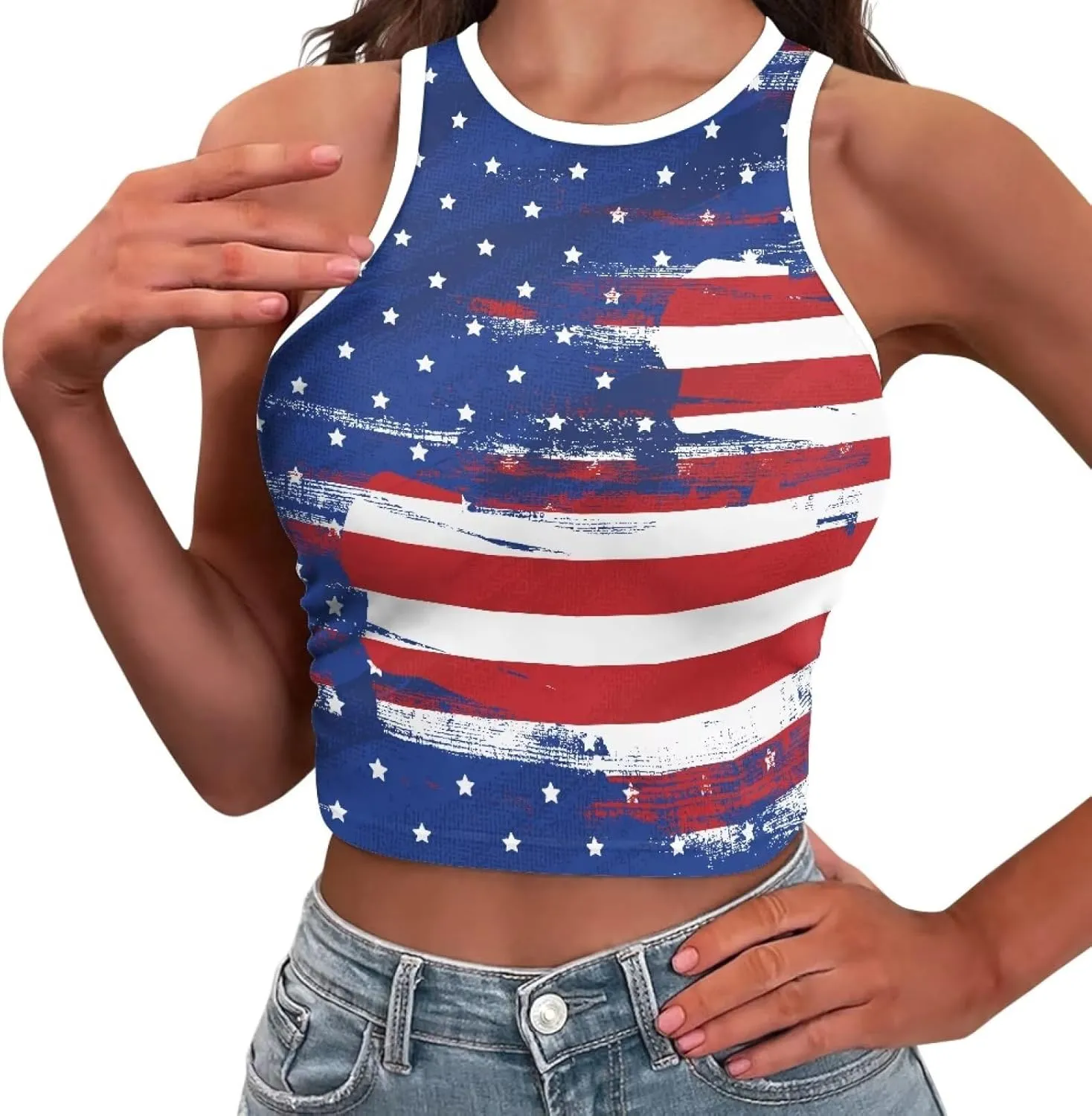 Crop Tops for Women Tank Tops Basic Style Sleeveless Racerback Halter Neck Fitted Tops