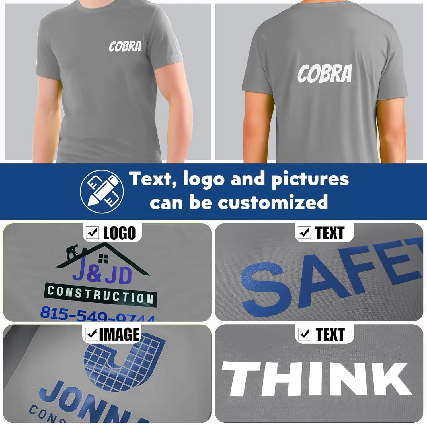 Custom Shirt, Custom Shirts Men Workout Shirts Dry Fit Moisture Wicking Short Sleeve Athletic Work T-Shirts