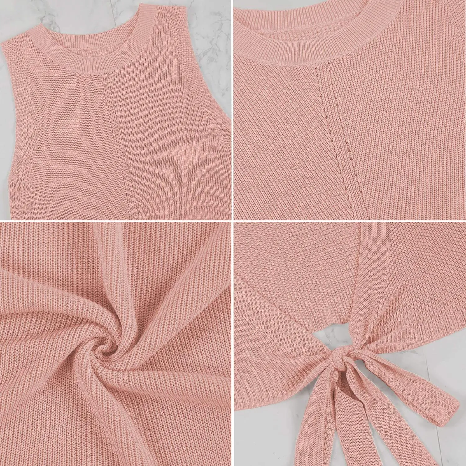 Cutiefox Women's Knit Tank Tops Sleeveless Summer Loose Tie Back Casual Vest Shirts Blouses