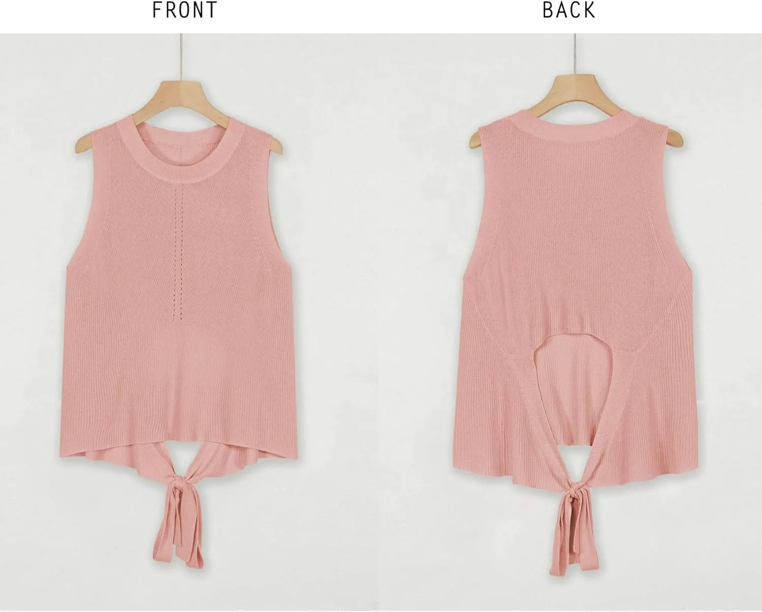Cutiefox Women's Knit Tank Tops Sleeveless Summer Loose Tie Back Casual Vest Shirts Blouses