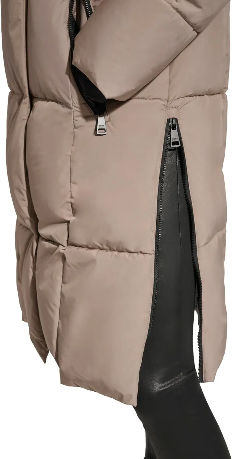 DKNY Women's Hooded Long Down Alternative Puffer Jacket