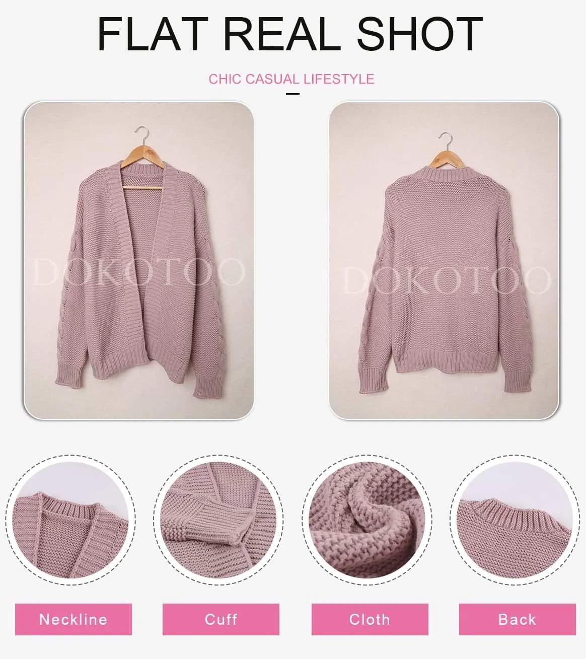 Dokotoo Womens Open Front Long Sleeve Chunky Knit Cardigan Sweaters Loose Outwear Coat