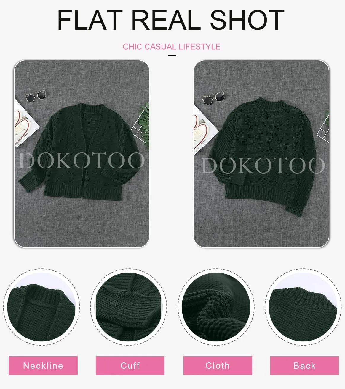 Dokotoo Womens Open Front Long Sleeve Chunky Knit Cardigan Sweaters Loose Outwear Coat