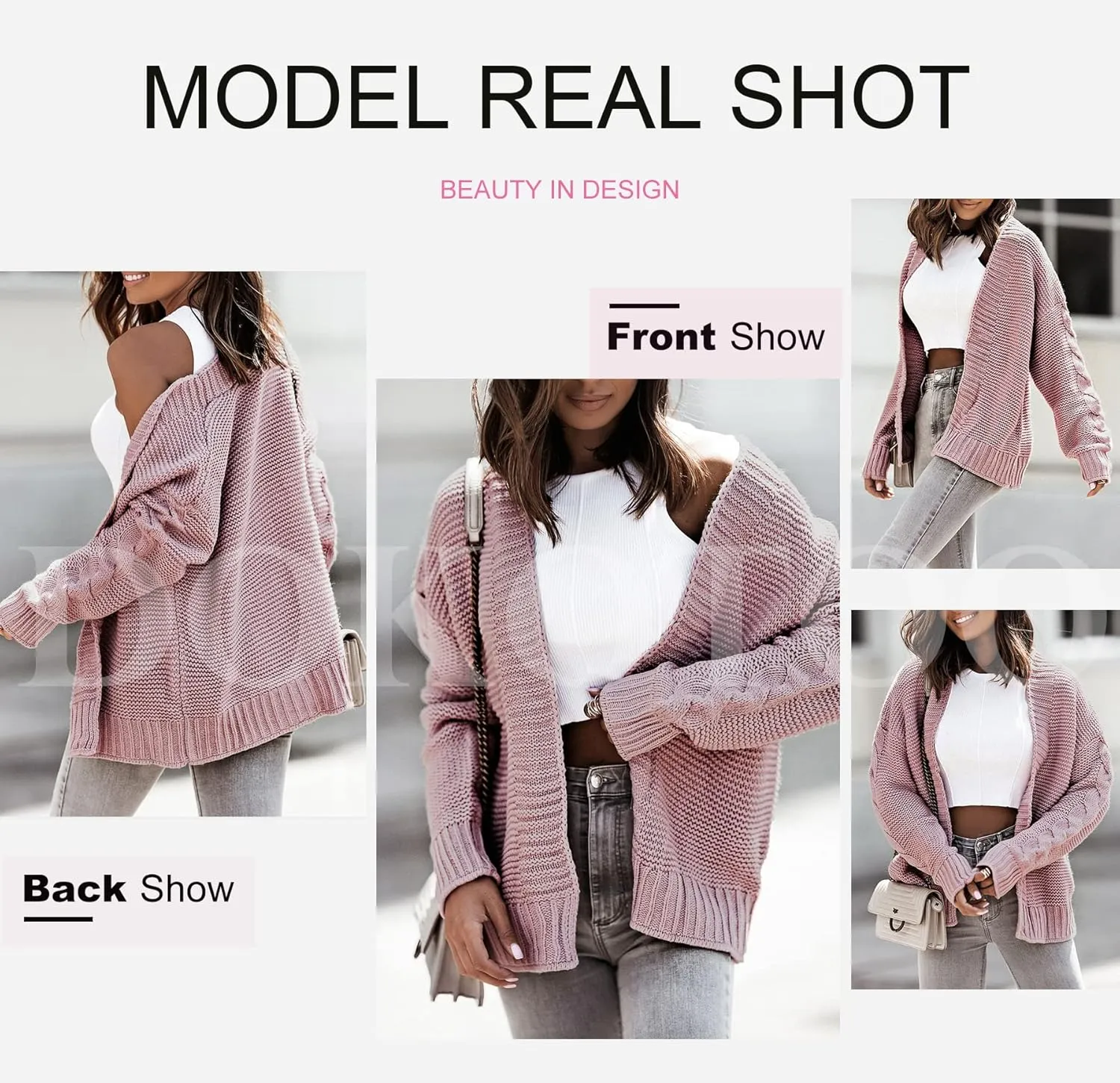Dokotoo Womens Open Front Long Sleeve Chunky Knit Cardigan Sweaters Loose Outwear Coat