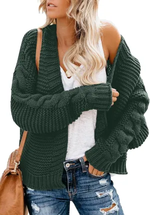 Dokotoo Womens Open Front Long Sleeve Chunky Knit Cardigan Sweaters Loose Outwear Coat