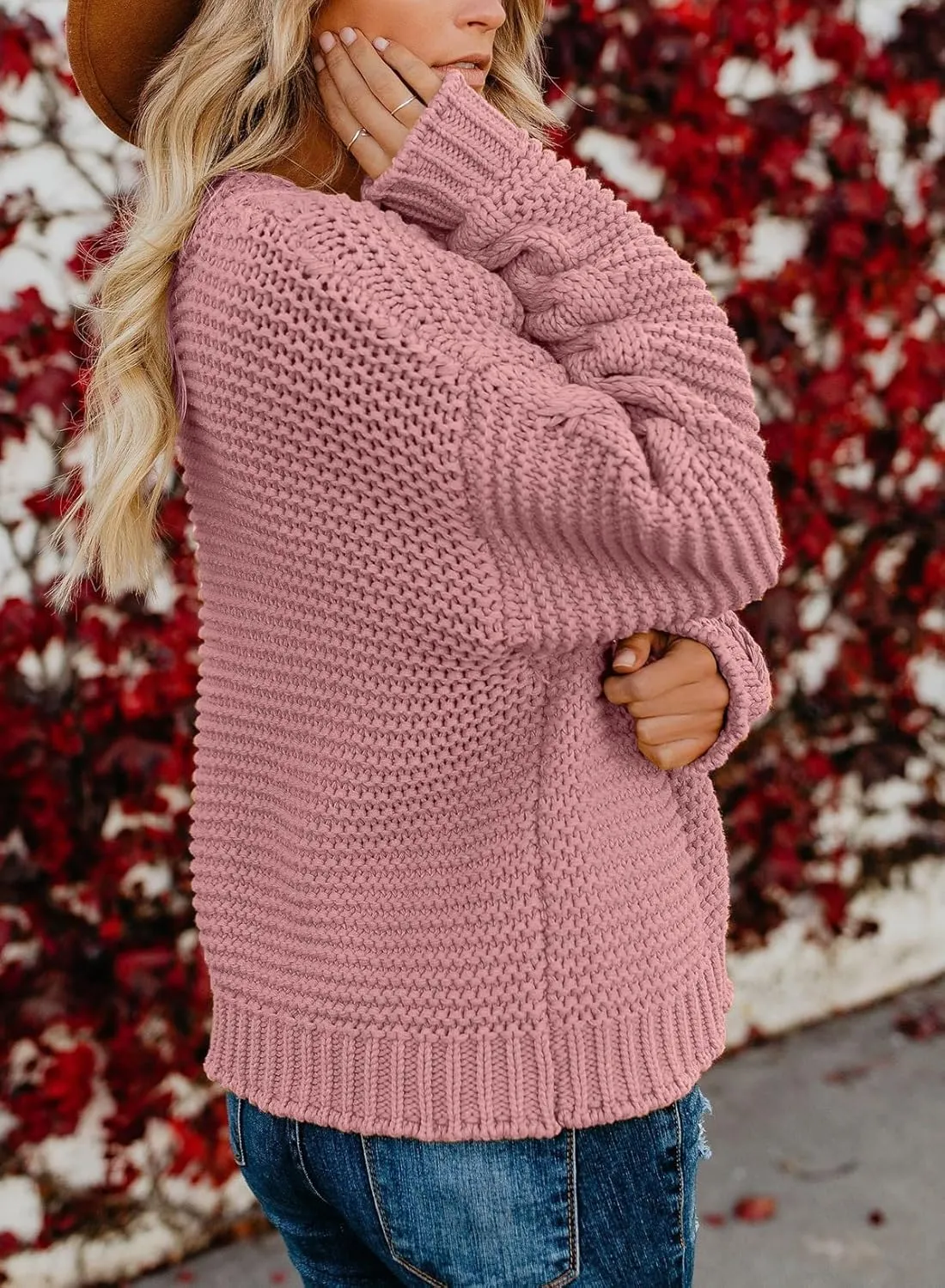 Dokotoo Womens Open Front Long Sleeve Chunky Knit Cardigan Sweaters Loose Outwear Coat