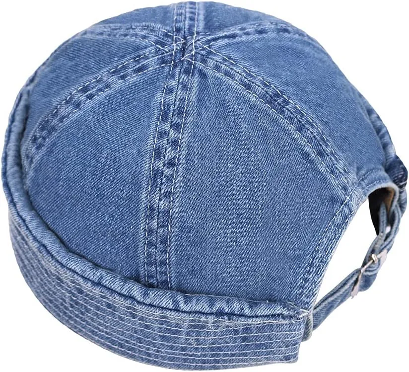 Fashion Denim Beanie Hat Vintage Docker Cap for Men Women Fashion Brimless Cuff Hats