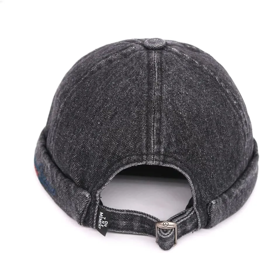 Fashion Denim Beanie Hat Vintage Docker Cap for Men Women Fashion Brimless Cuff Hats