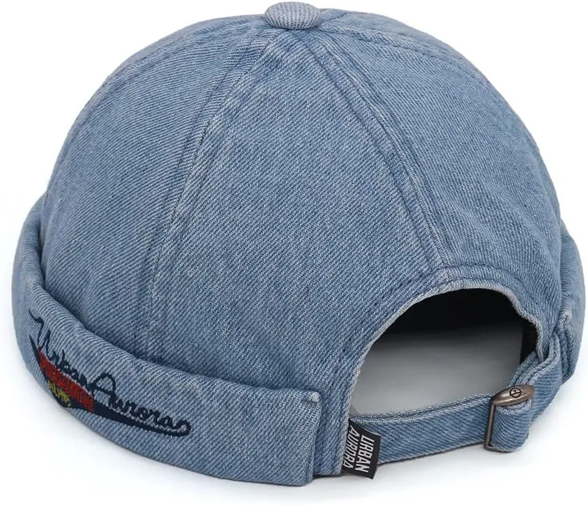 Fashion Denim Beanie Hat Vintage Docker Cap for Men Women Fashion Brimless Cuff Hats