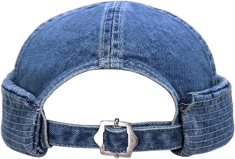 Fashion Denim Beanie Hat Vintage Docker Cap for Men Women Fashion Brimless Cuff Hats