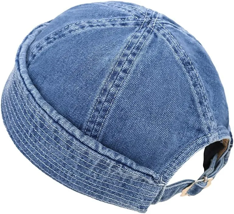 Fashion Denim Beanie Hat Vintage Docker Cap for Men Women Fashion Brimless Cuff Hats