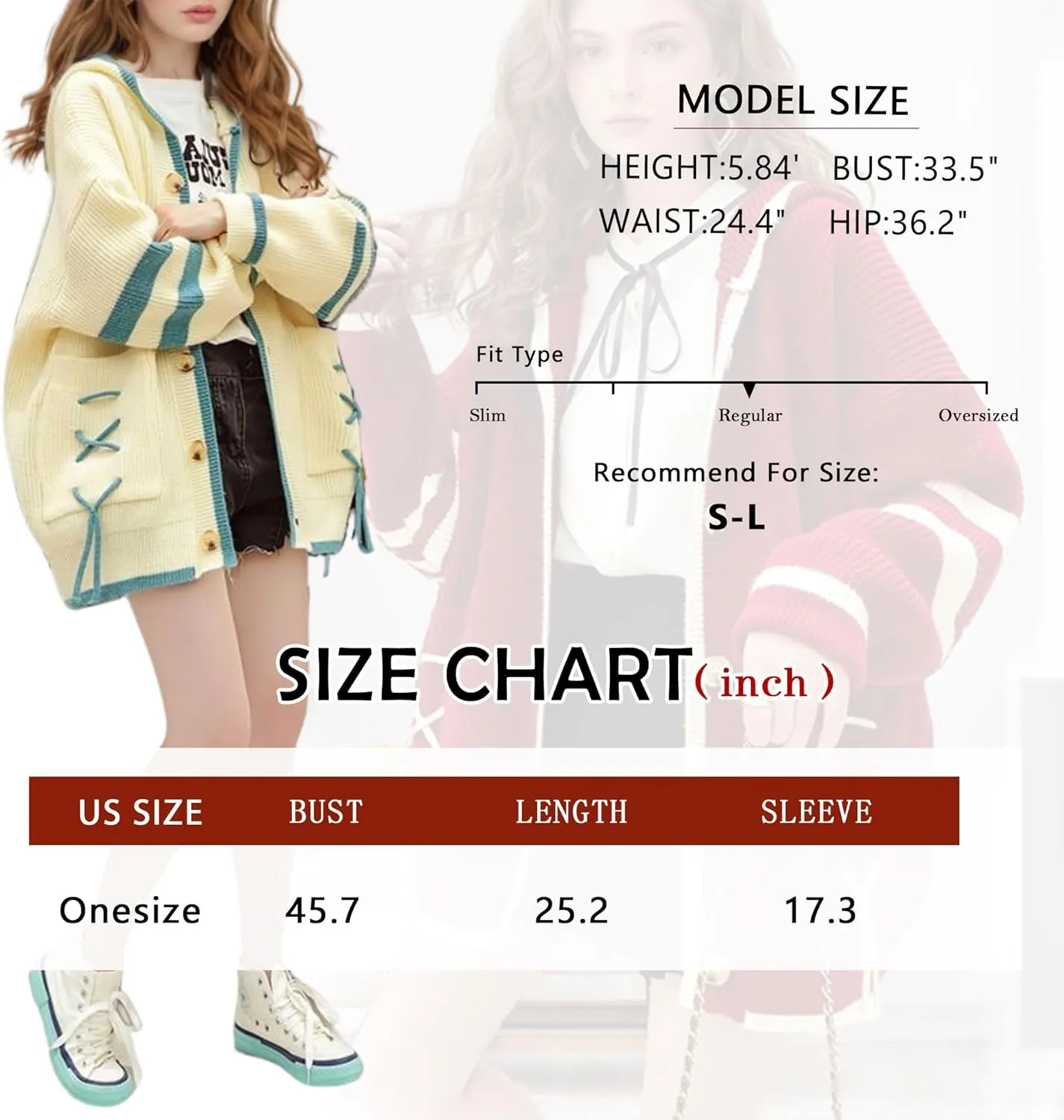 FindThy Womens Kawaii Color Block Cardigan Casual Button Up Long Sleeve Cute Sweater Cardigans