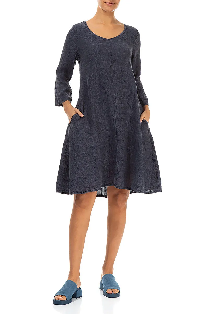 Floaty Blue Nova Mélange Linen Dress