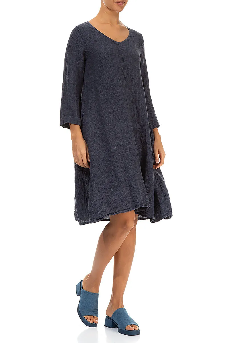 Floaty Blue Nova Mélange Linen Dress