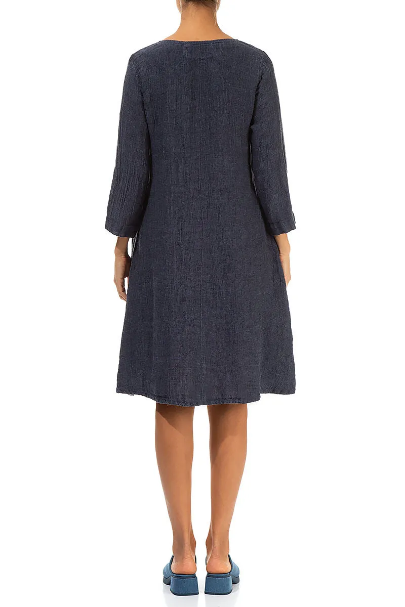 Floaty Blue Nova Mélange Linen Dress