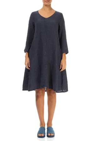 Floaty Blue Nova Mélange Linen Dress