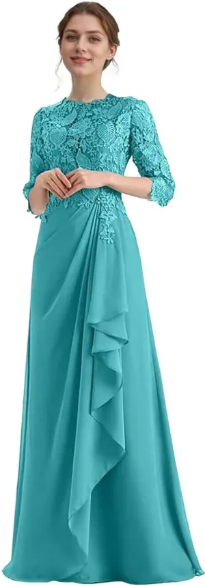 Formal Mother of The Bride Dresses for Wedding Lace Chiffon Formal Dresses Long Evening Gowns for Women