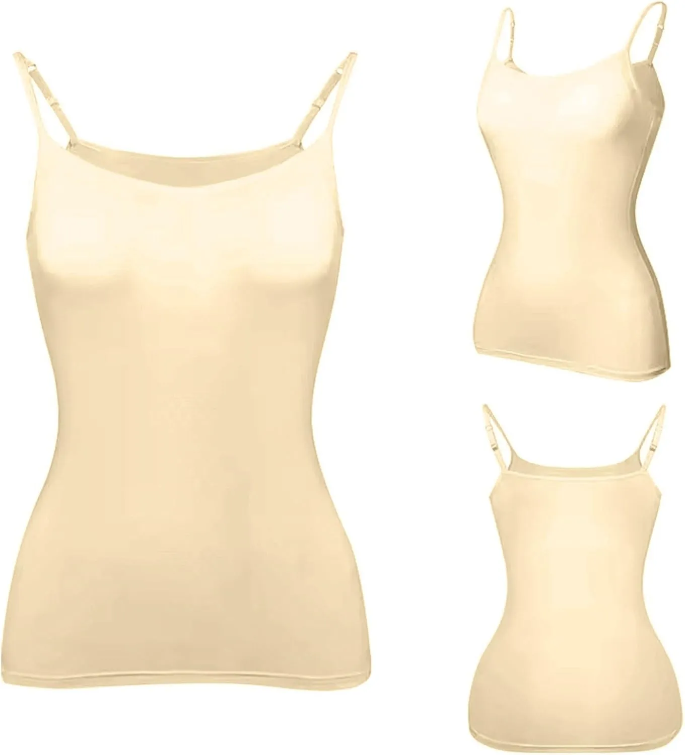 FQZWONG Womens Tank Tops with Built in Bra Adjustable Spaghetti Strap Camisole Plus Size Sleeveless Layer Padded Undershirts