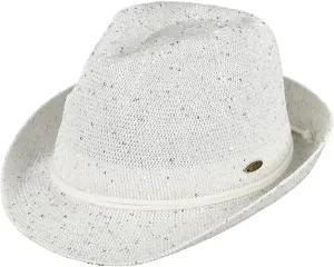 Funky Junque Women's Straw Fedora Sun Hat - UPF 50  Protection, Short Brim, Stylish Woven Pattern