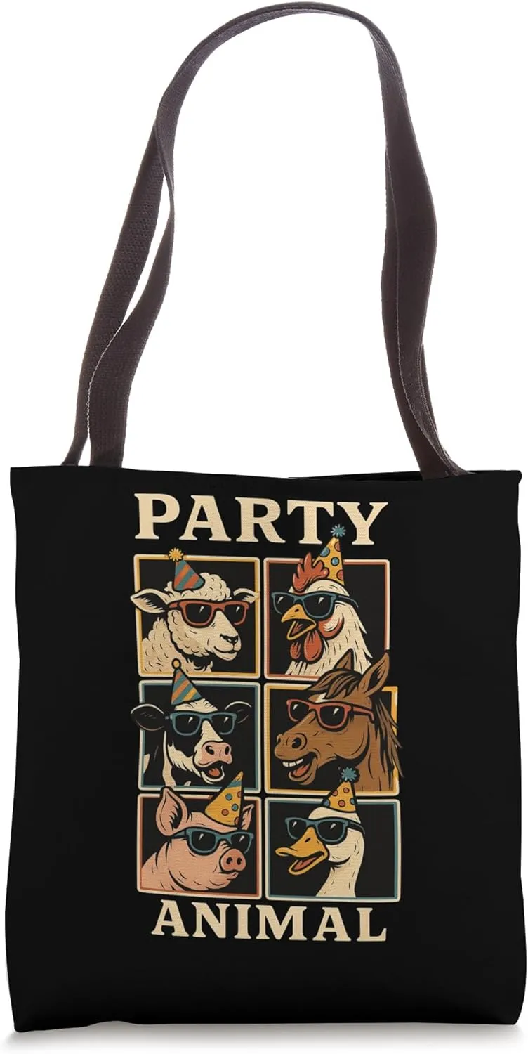 Funny Farm Party Animal Retro Farming Farmer Tote Bag