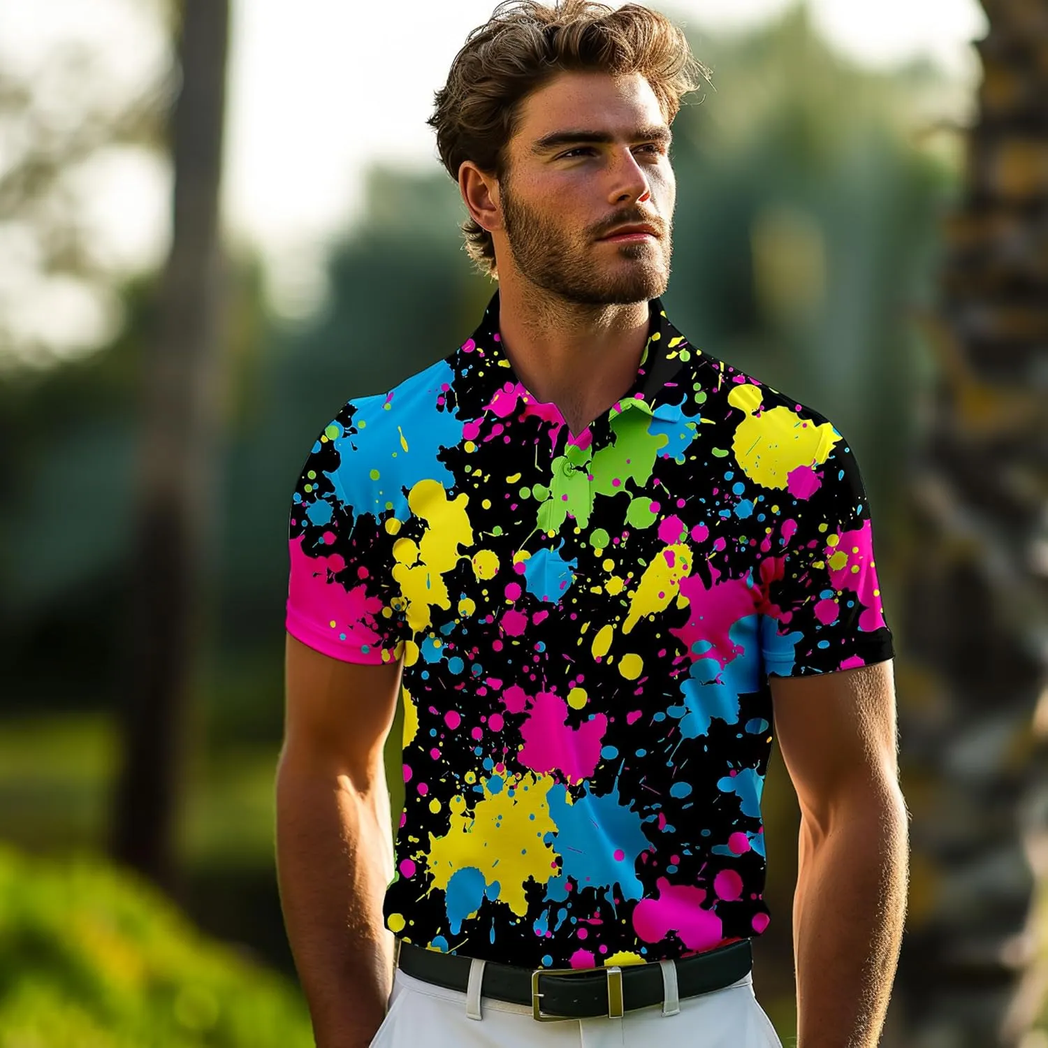 Funny Golf Shirts for Men,Mens Hawaiian Shirts Short Sleeve Novelty Crazy Golf Shirts