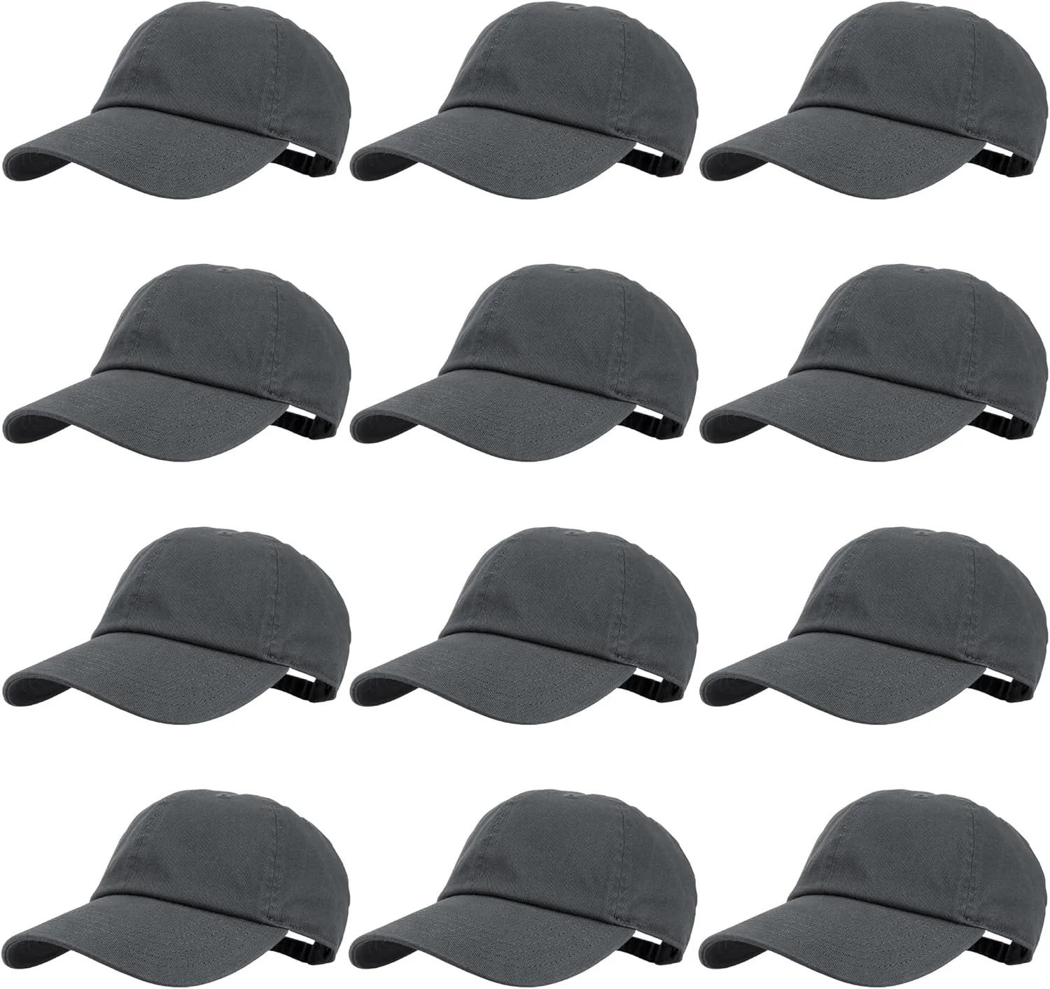 Gelante Baseball Caps Hats 100% Cotton Plain Blank Adjustable Size Wholesale Bulk of 12 Pack