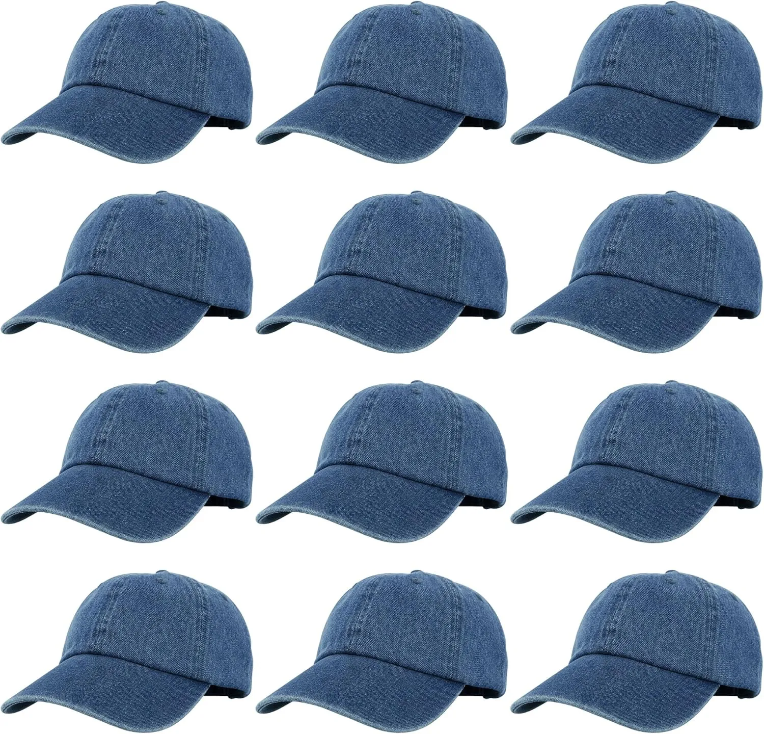 Gelante Baseball Caps Hats 100% Cotton Plain Blank Adjustable Size Wholesale Bulk of 12 Pack